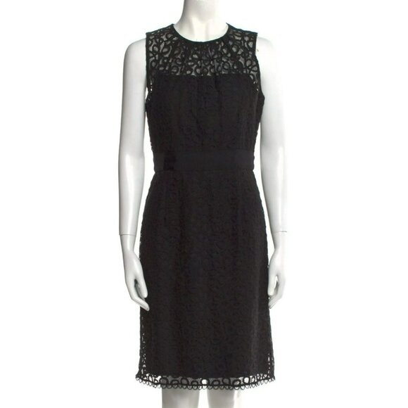 Milly Black Lace Sheath Dress Sz 6 | Cotton Nylon Blend | Classic Elegant $495 - Picture 7 of 7